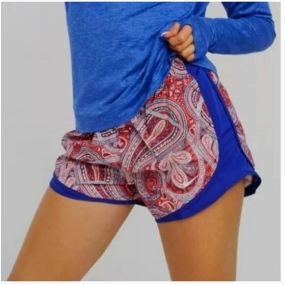 Nike Running Shorts Dri-Fit Tempo Paisley Print Bandana Red Blue Size Small - Picture 1 of 16